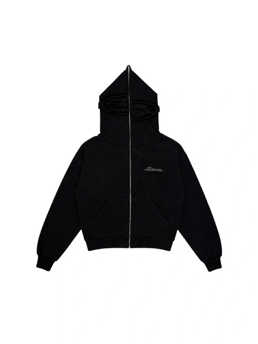 SANR STUDIO FULL ZIP UP HOODIE - BLACK