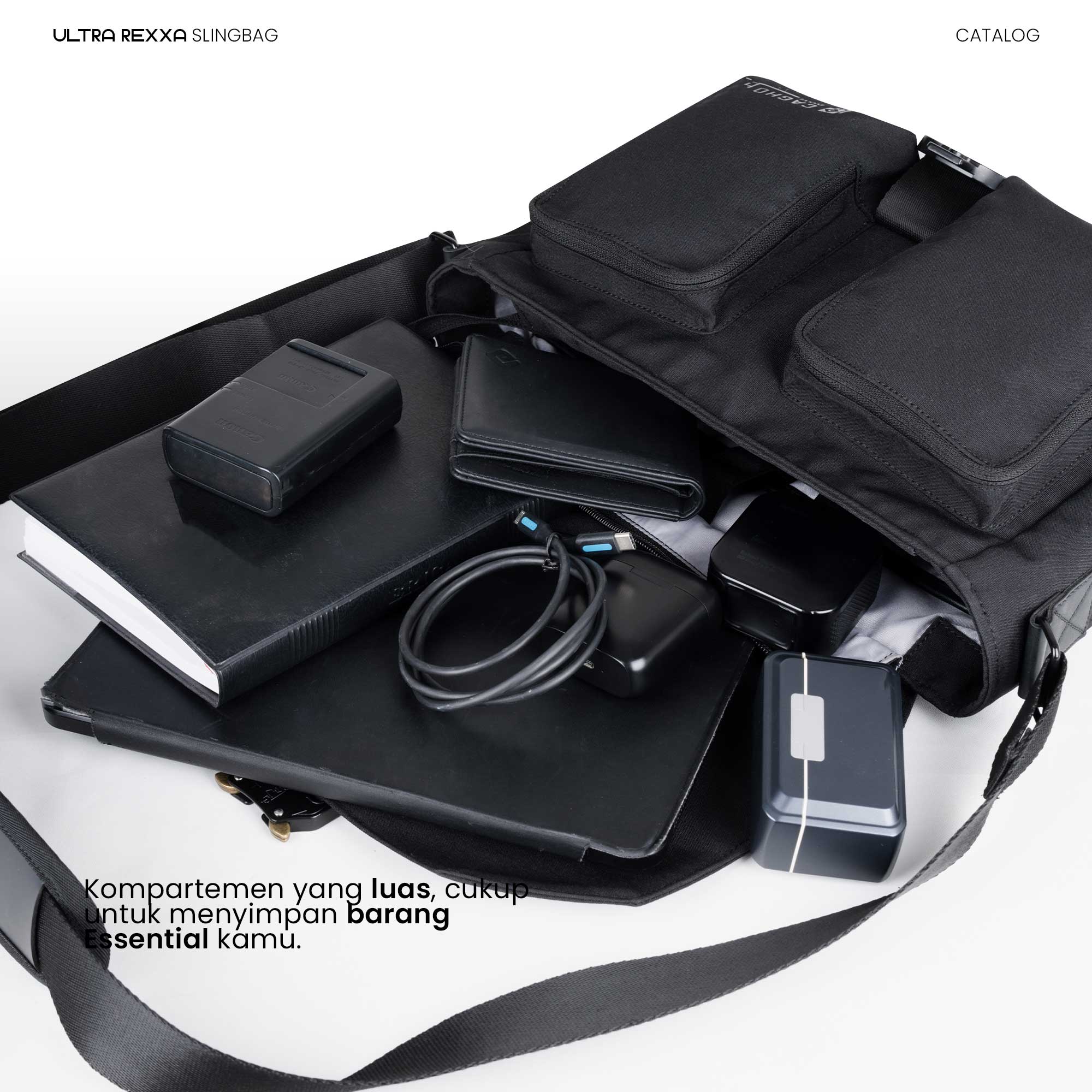 CAGHO I Ultra Rexxa Slingbag I Tas Pria Selempang Eksklusif Unisex Multifungsi I Tahan Air Bara Api