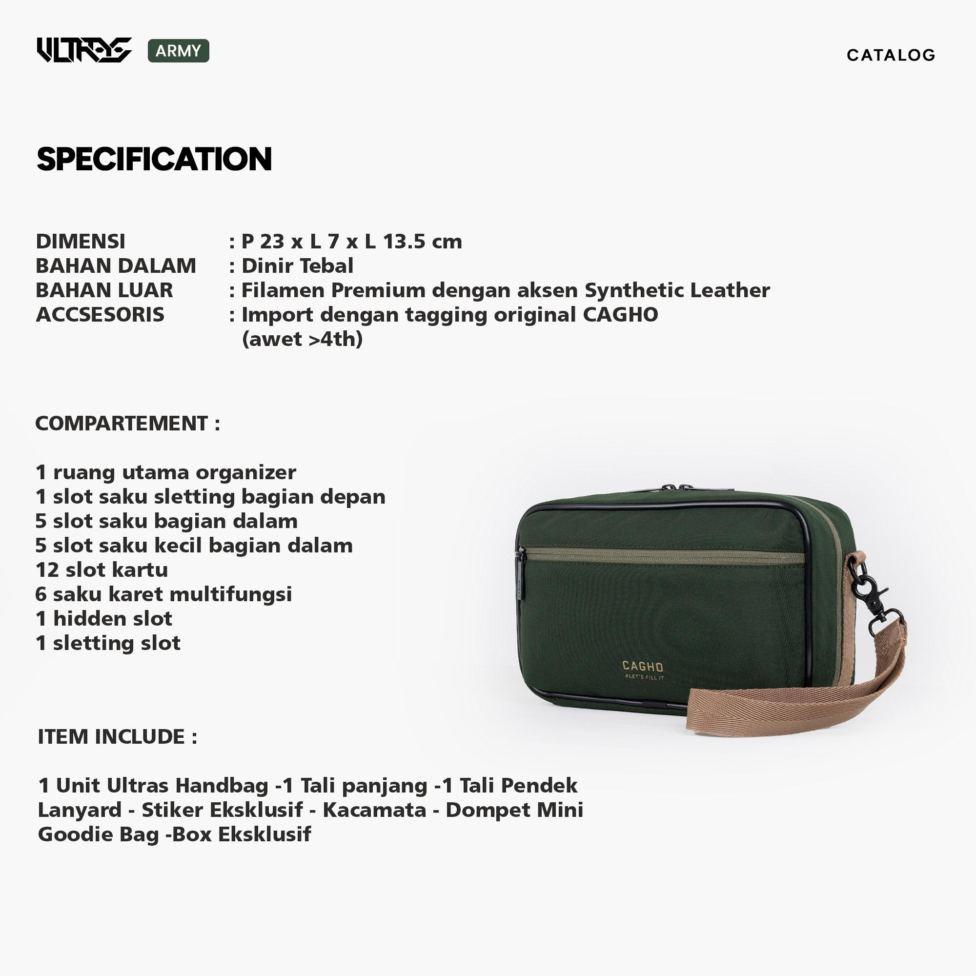 CAGHO l ULTRAS ARMY Color Series I Handbag I Slingbag I Clutch Bag I Anti Air I Anti Bara