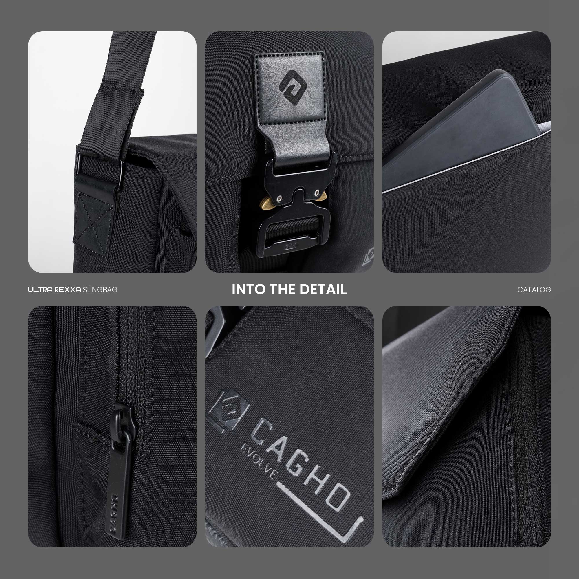 CAGHO I Ultra Rexxa Slingbag I Tas Pria Selempang Eksklusif Unisex Multifungsi I Tahan Air Bara Api