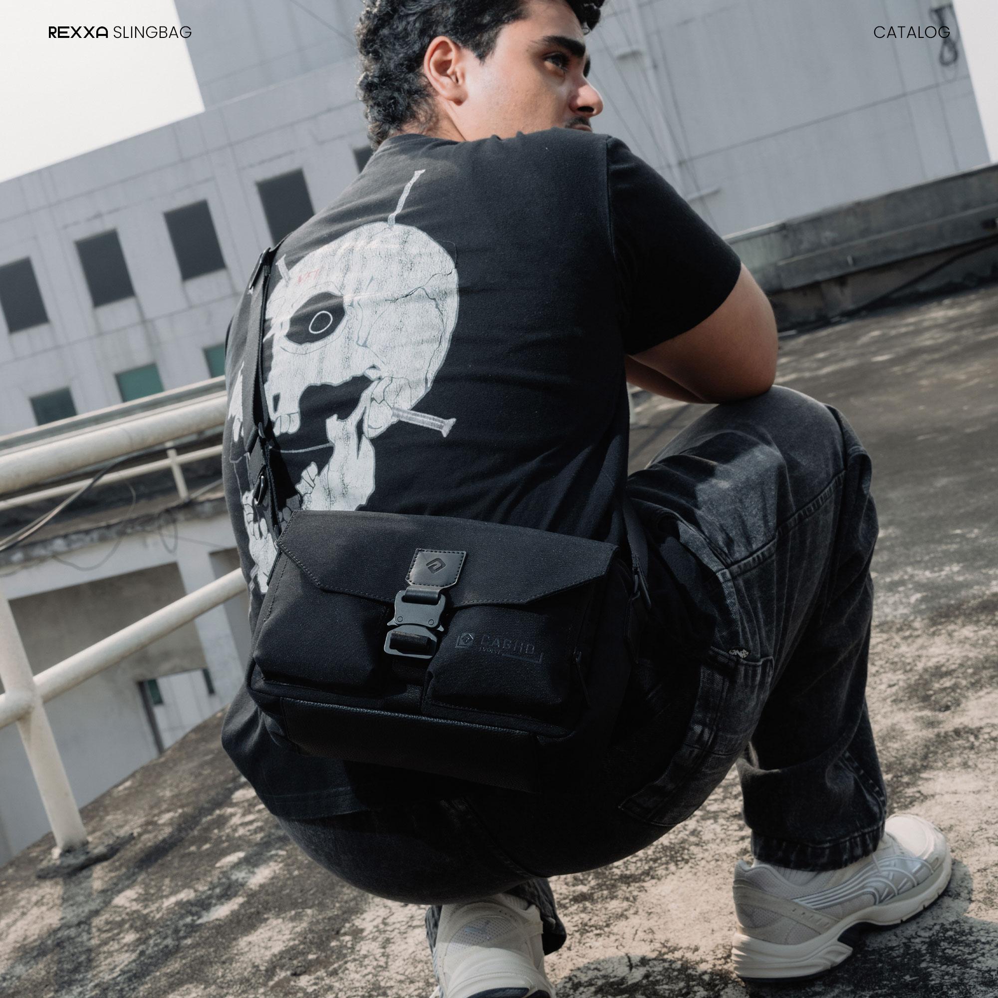 CAGHO I Rexxa Slingbag I Tas Pria Selempang Eksklusif Unisex Multifungsi I Tahan Air Bara Api