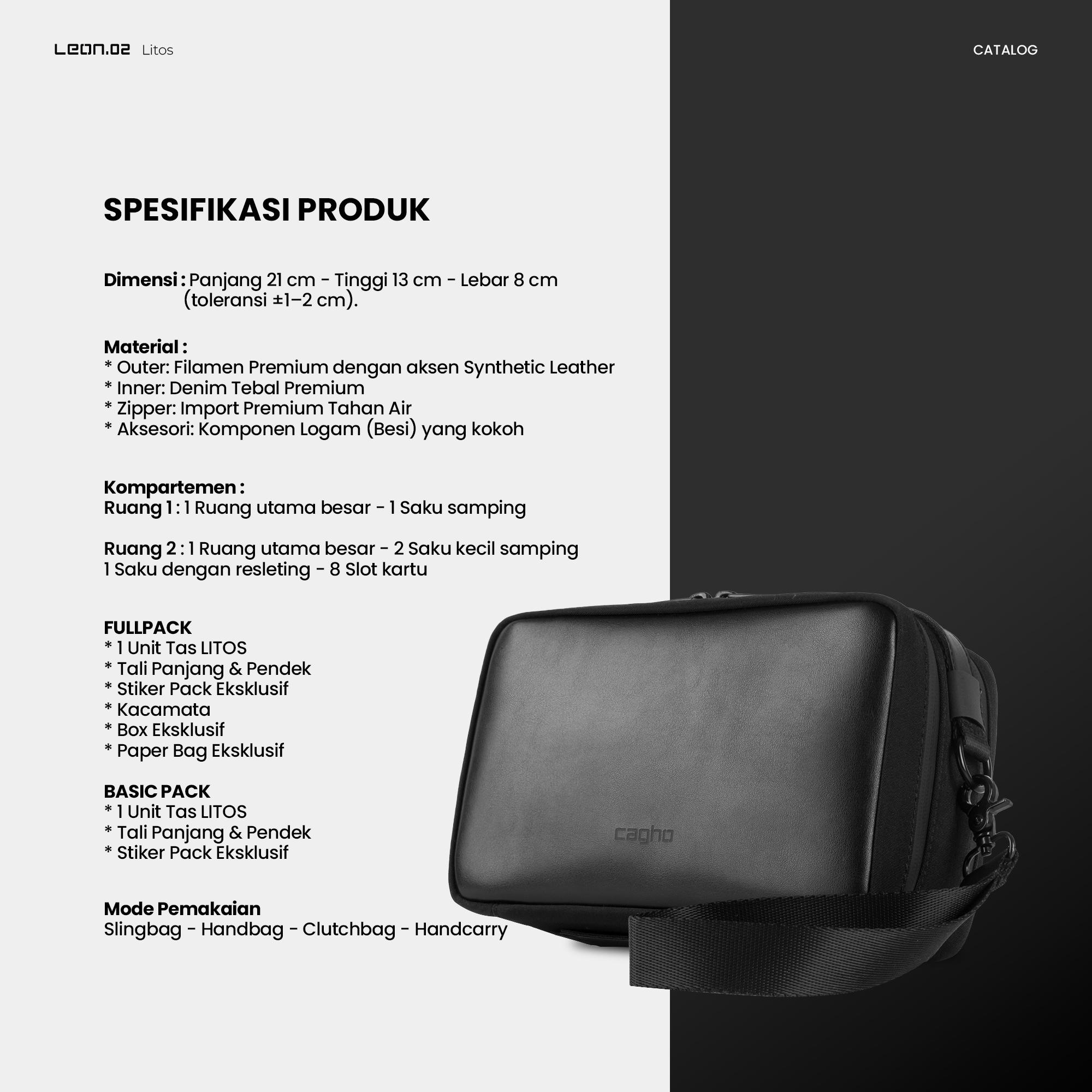 CAGHO I Litos Handbag I Slingbag I Clutch I Tas Selempang Eksklusif I Tahan Air Tahan Bara Api
