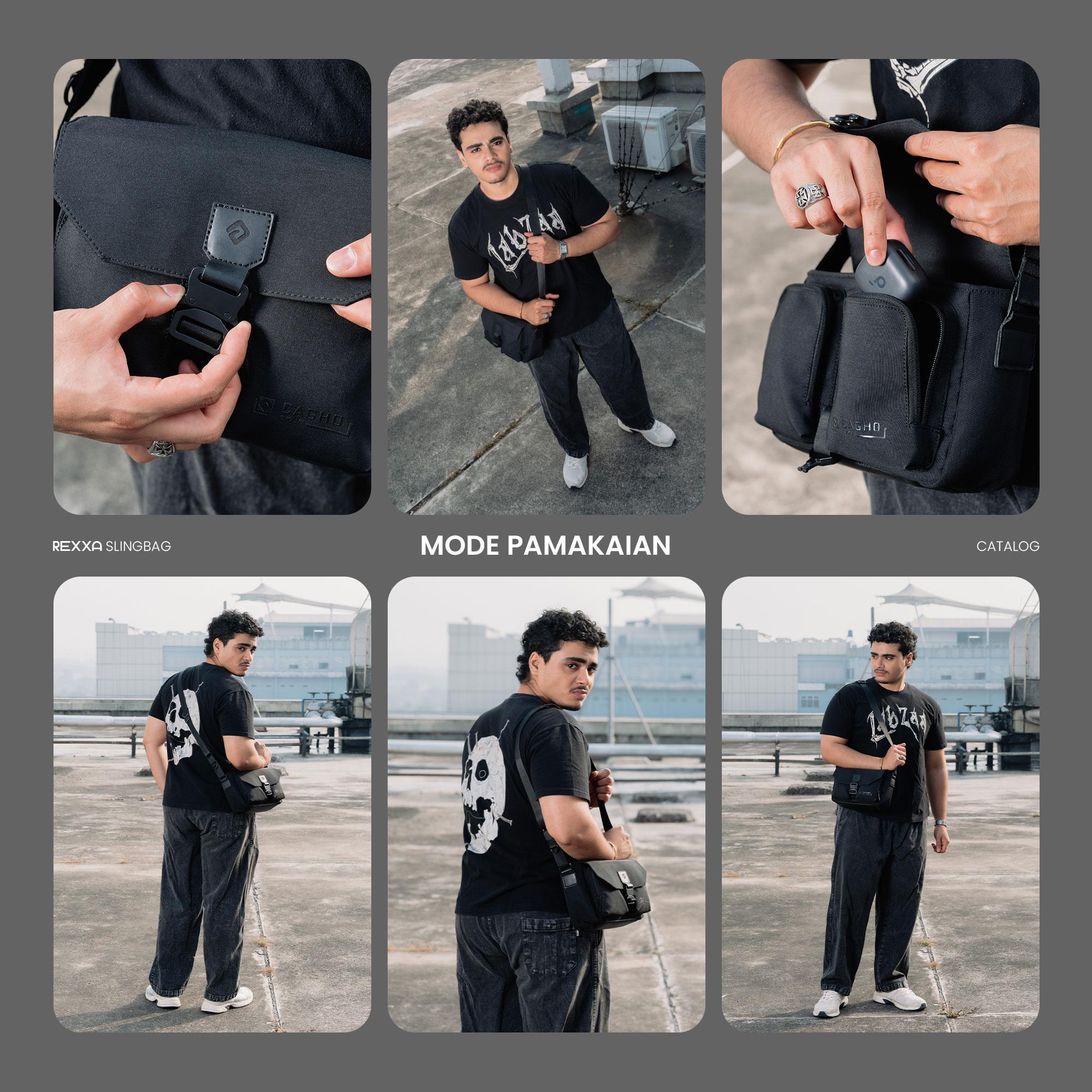 CAGHO I Rexxa Slingbag I Tas Pria Selempang Eksklusif Unisex Multifungsi I Tahan Air Bara Api