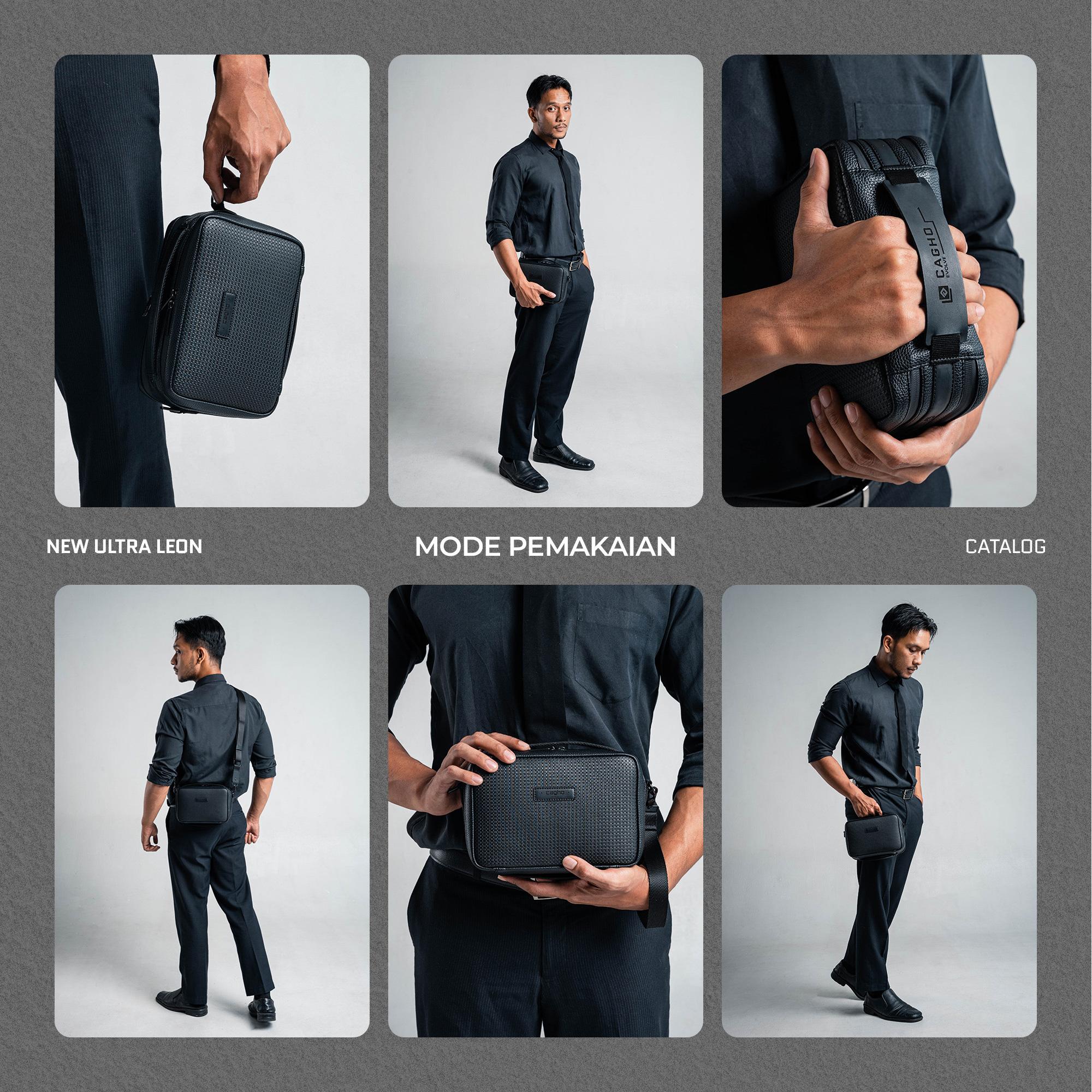 CAGHO New Ultra Leon Tas Selempang Pria Waterproof Handbag Clutch Slingbag Anti Air Tahan Bara Api