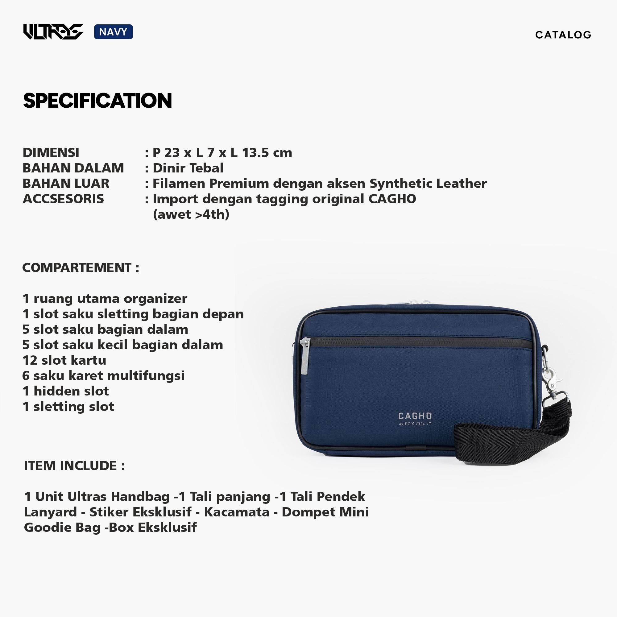 CAGHO l ULTRAS NAVY Color Series I Handbag I Slingbag I Clutch Bag I Anti Air I Anti Bara