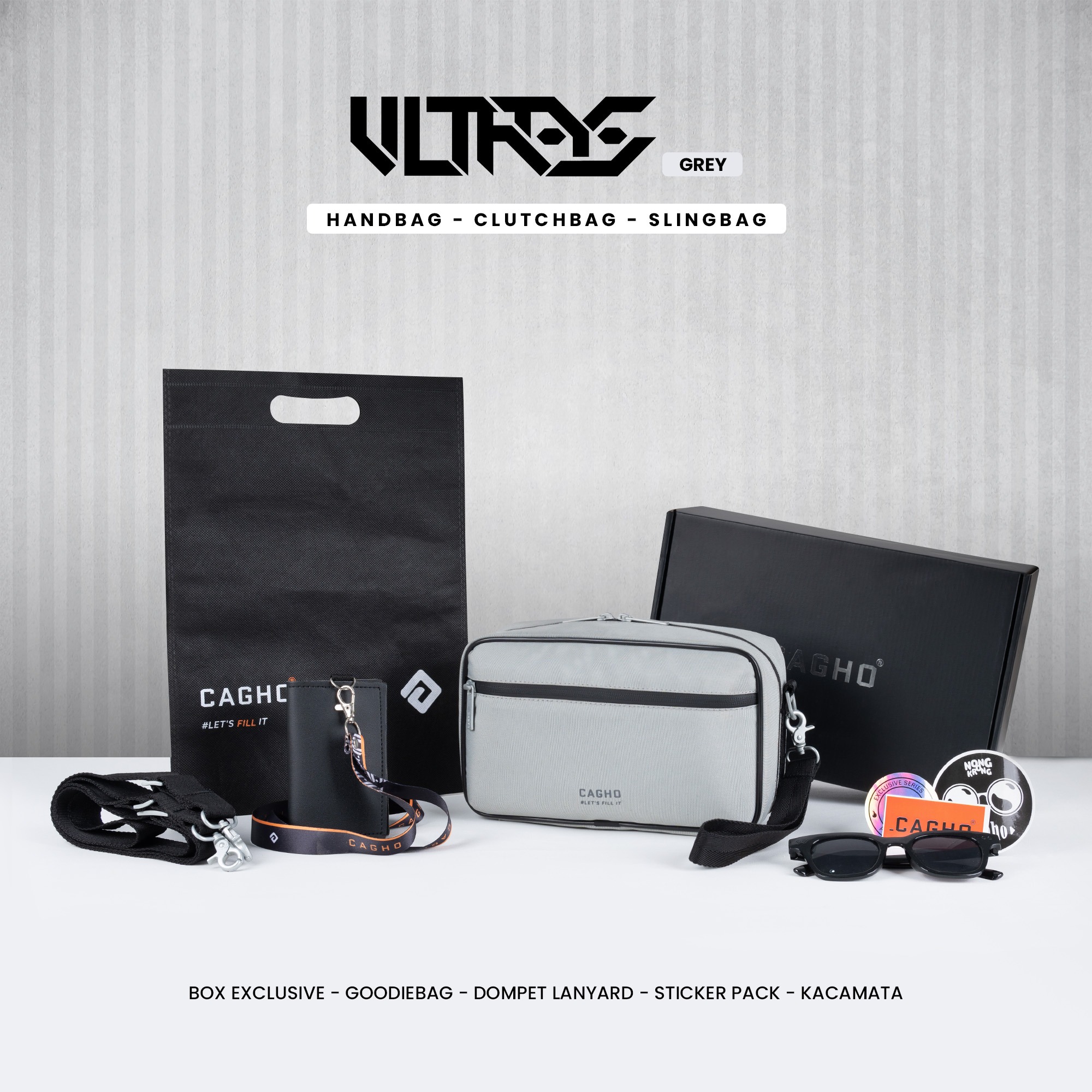 CAGHO l ULTRAS GREY Color Series I Handbag I Slingbag I Clutch Bag I Anti Air I Anti Bara