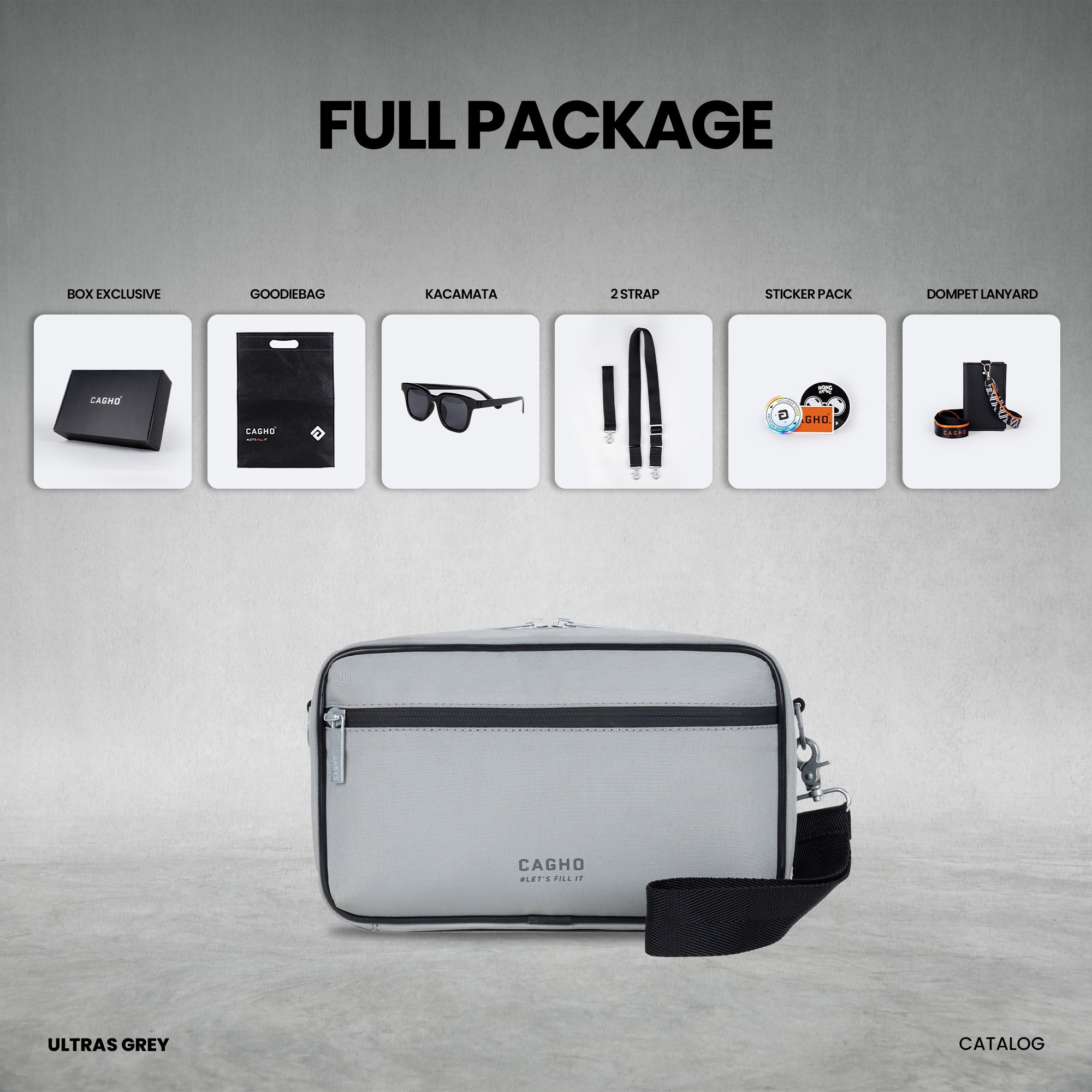 CAGHO l ULTRAS GREY Color Series I Handbag I Slingbag I Clutch Bag I Anti Air I Anti Bara