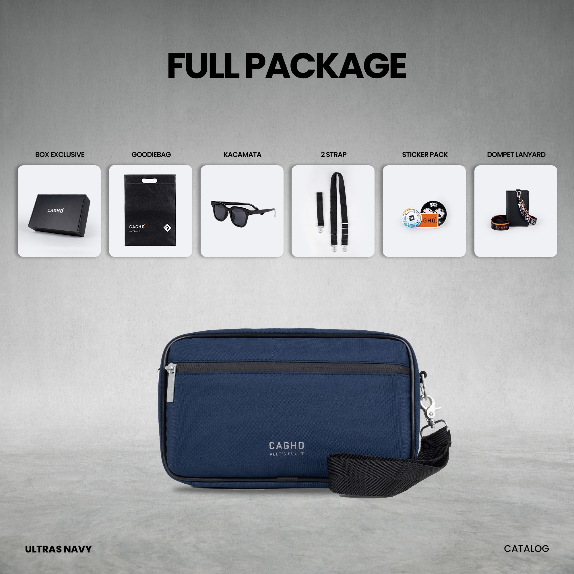 CAGHO l ULTRAS NAVY Color Series I Handbag I Slingbag I Clutch Bag I Anti Air I Anti Bara