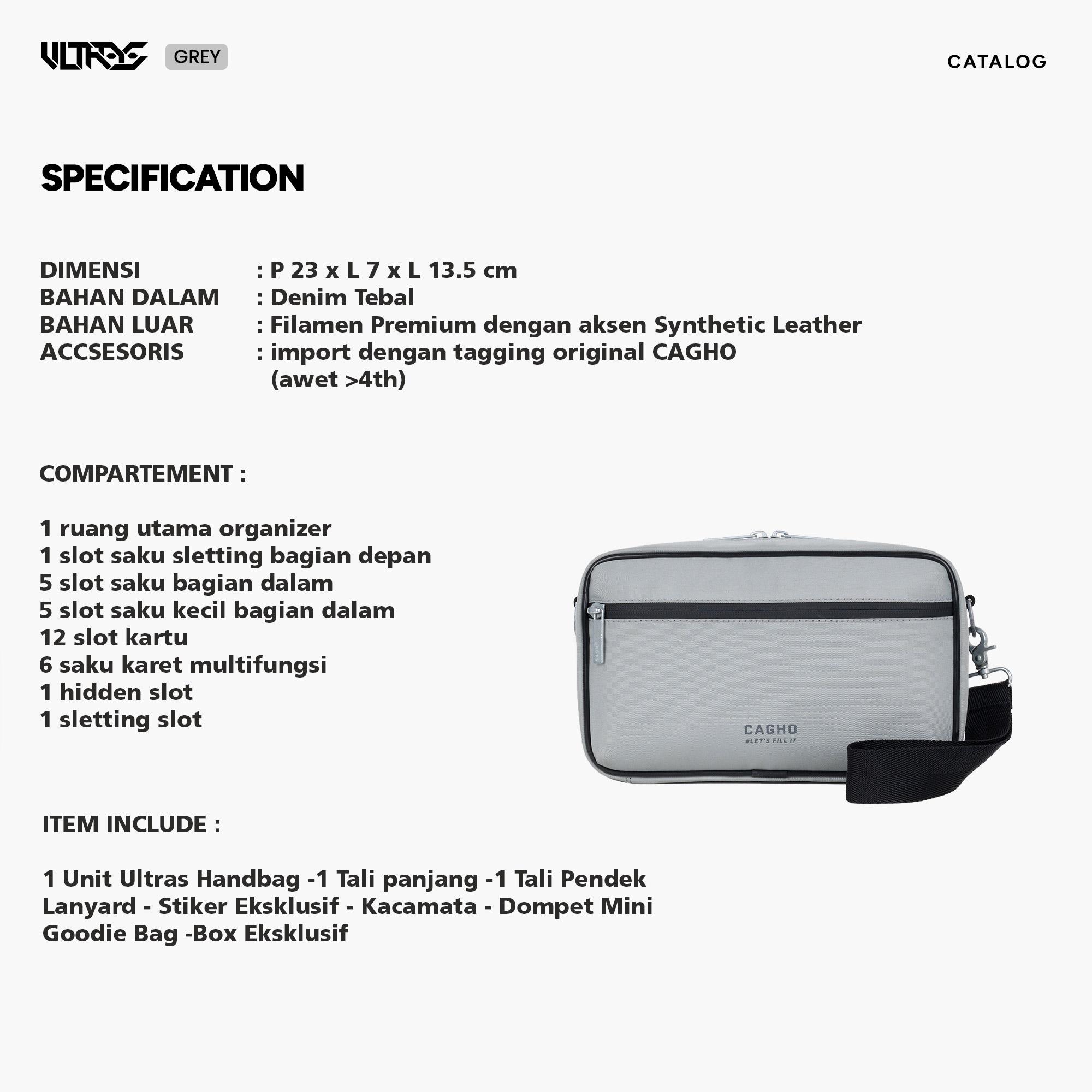 CAGHO l ULTRAS GREY Color Series I Handbag I Slingbag I Clutch Bag I Anti Air I Anti Bara