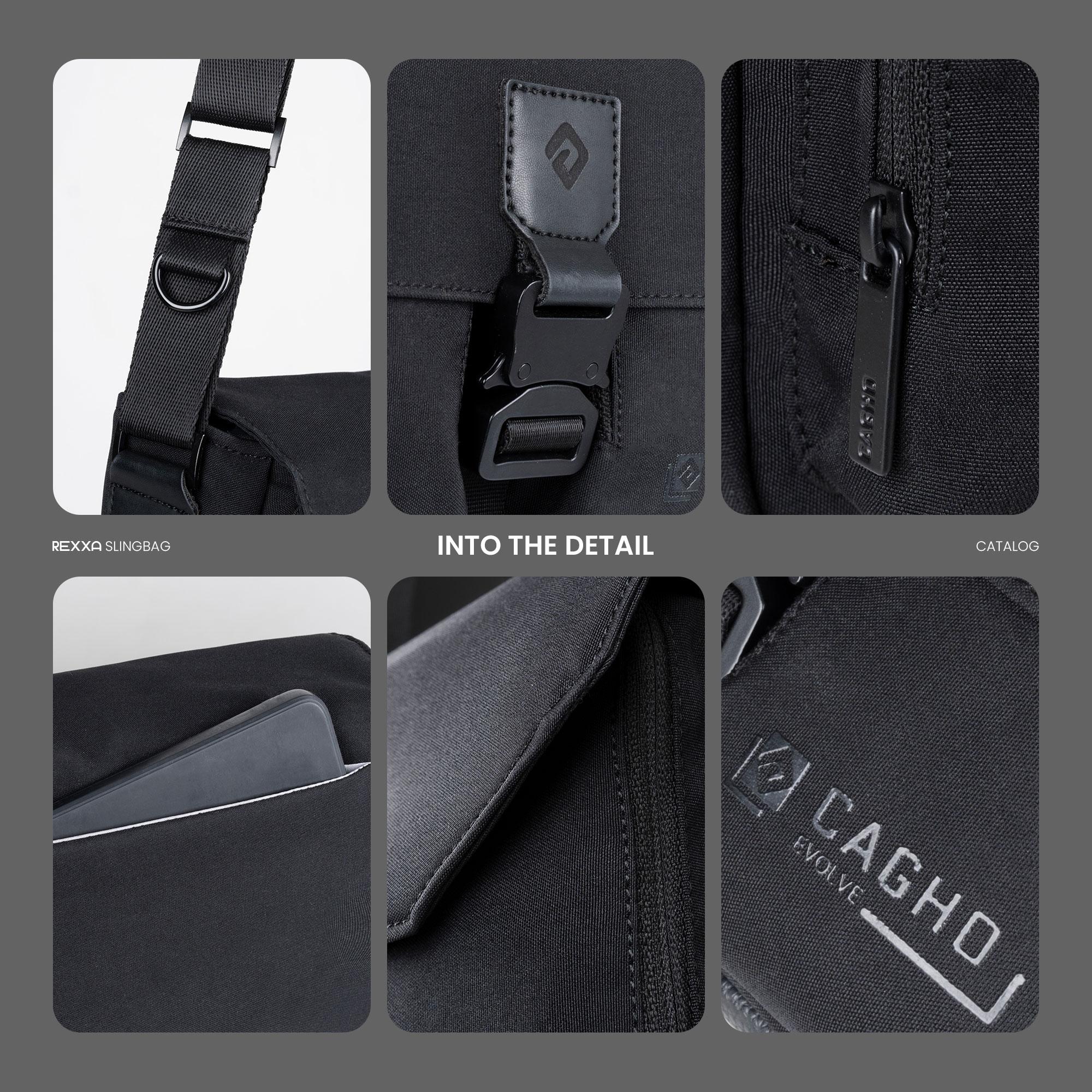 CAGHO I Rexxa Slingbag I Tas Pria Selempang Eksklusif Unisex Multifungsi I Tahan Air Bara Api