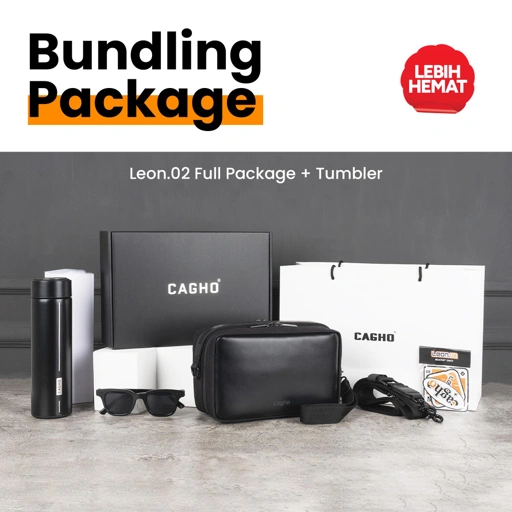 Image of CAGHO l Exclusive Gift Set Leon 0.2 Tumbler l Bundling Package l Handbag Slingbag Clutch l Tas Selempang Pria Kado Pria Cowok Set Hadiah