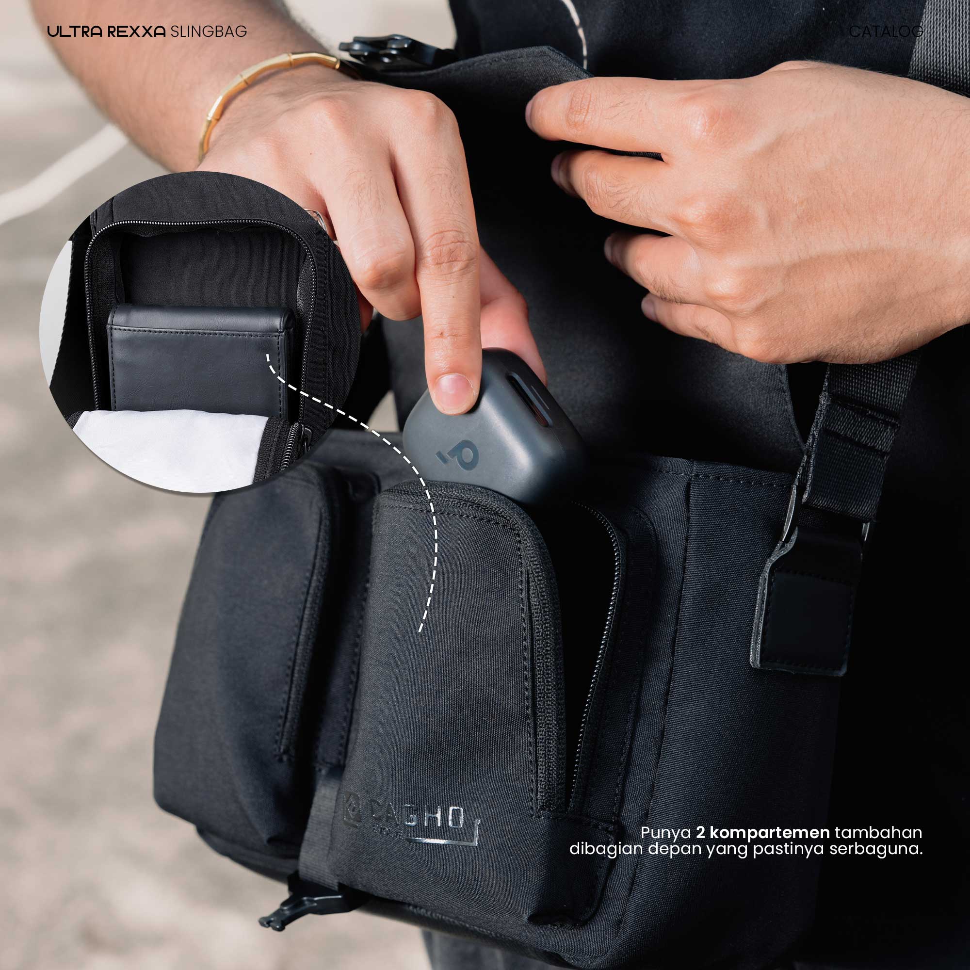 CAGHO I Ultra Rexxa Slingbag I Tas Pria Selempang Eksklusif Unisex Multifungsi I Tahan Air Bara Api