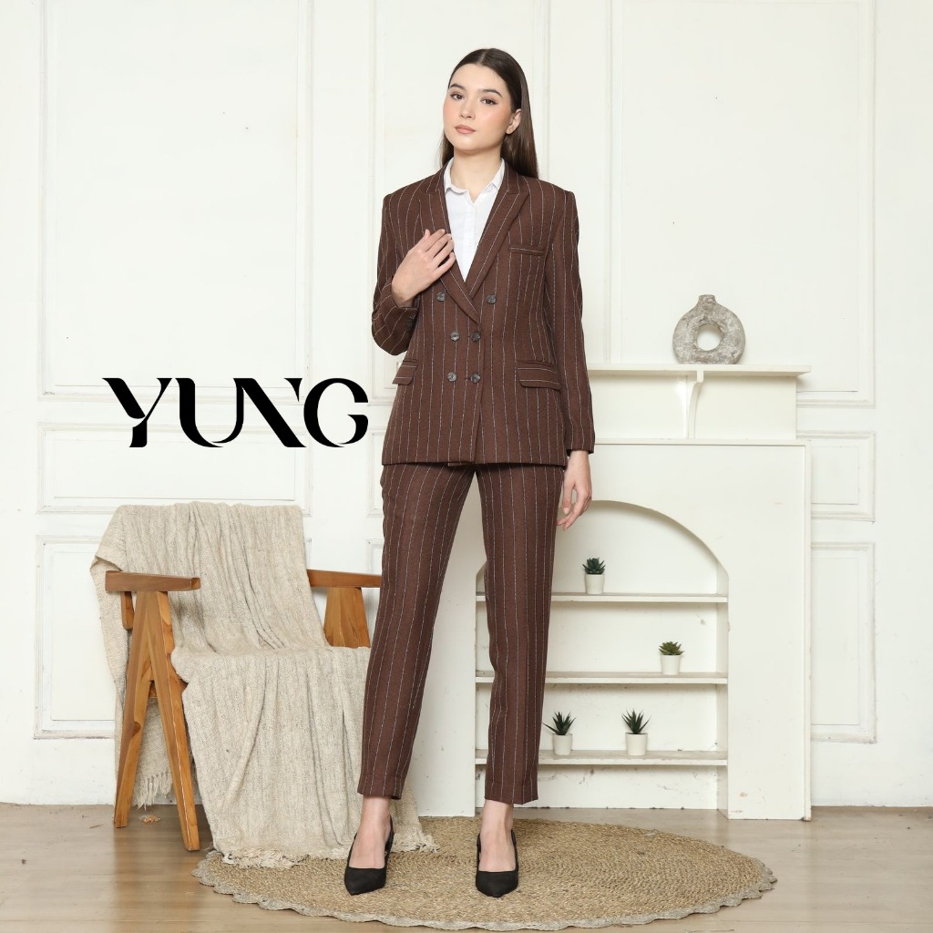 RUBY BASIC STRIPE BLAZER - Blazer One Set - Setelan Blazer Wanita Formal Casual - Women Suit