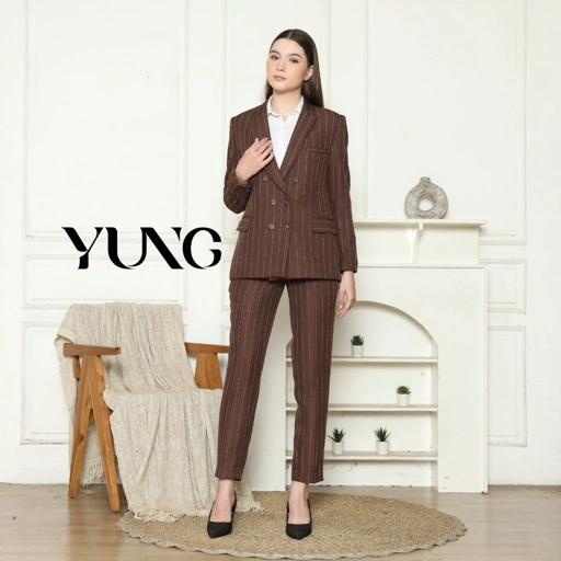 Image of RUBY BASIC STRIPE BLAZER - Blazer One Set - Setelan Blazer Wanita Formal Casual - Women Suit
