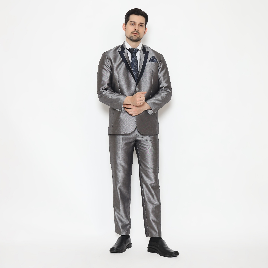 Setelan Jas Semi Wool Luxury Fold Jas Pengantin Formal Slimfit - YUNG