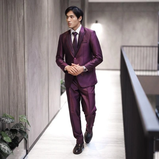 Image of Jas Pria Pengantin Formal Setelan Semi Wool Glossy Blazer Wedding - YUNG