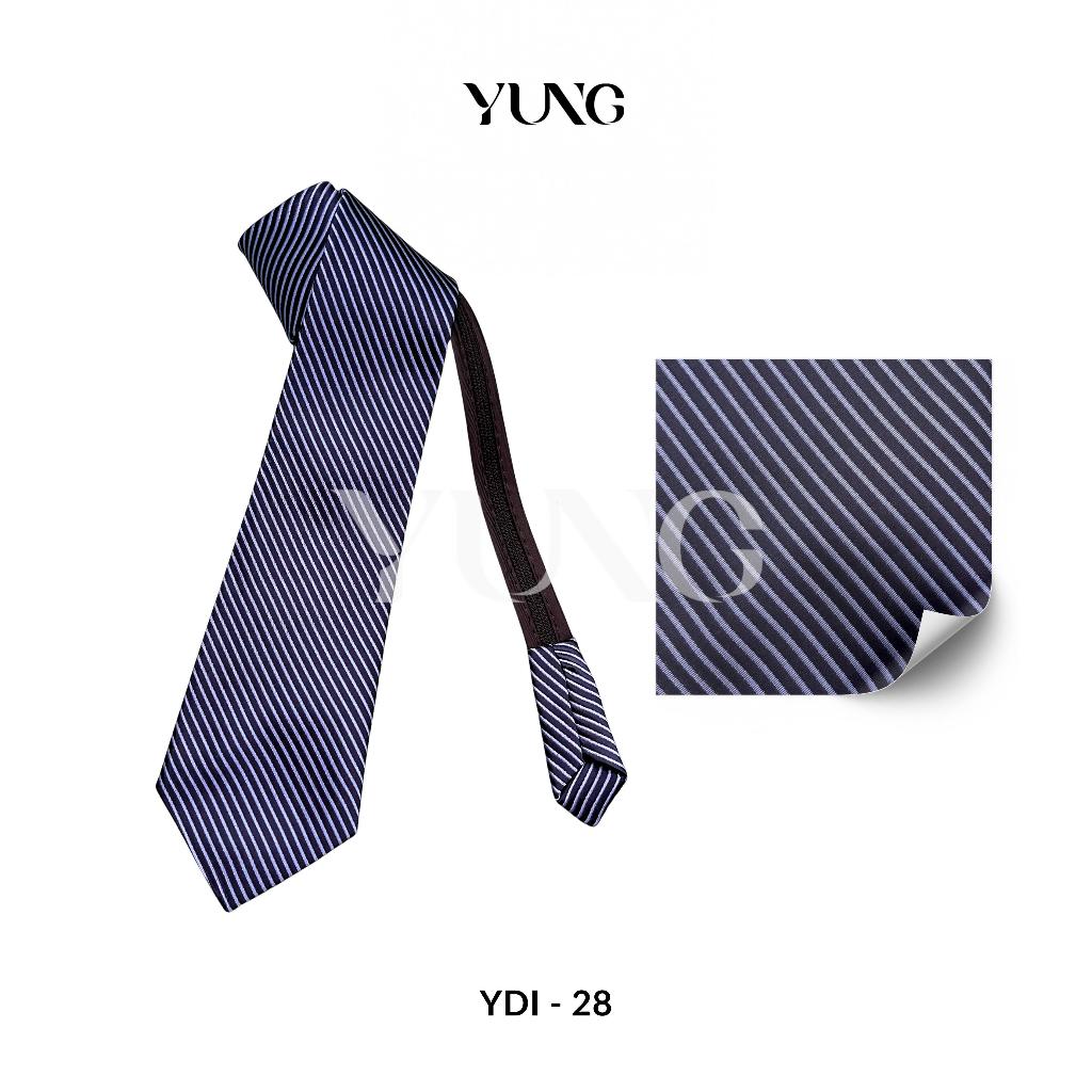 YUNG Dasi Instan Wedding Dasi Resleting Motif Polos Garis-Garis - 8m x 48cm