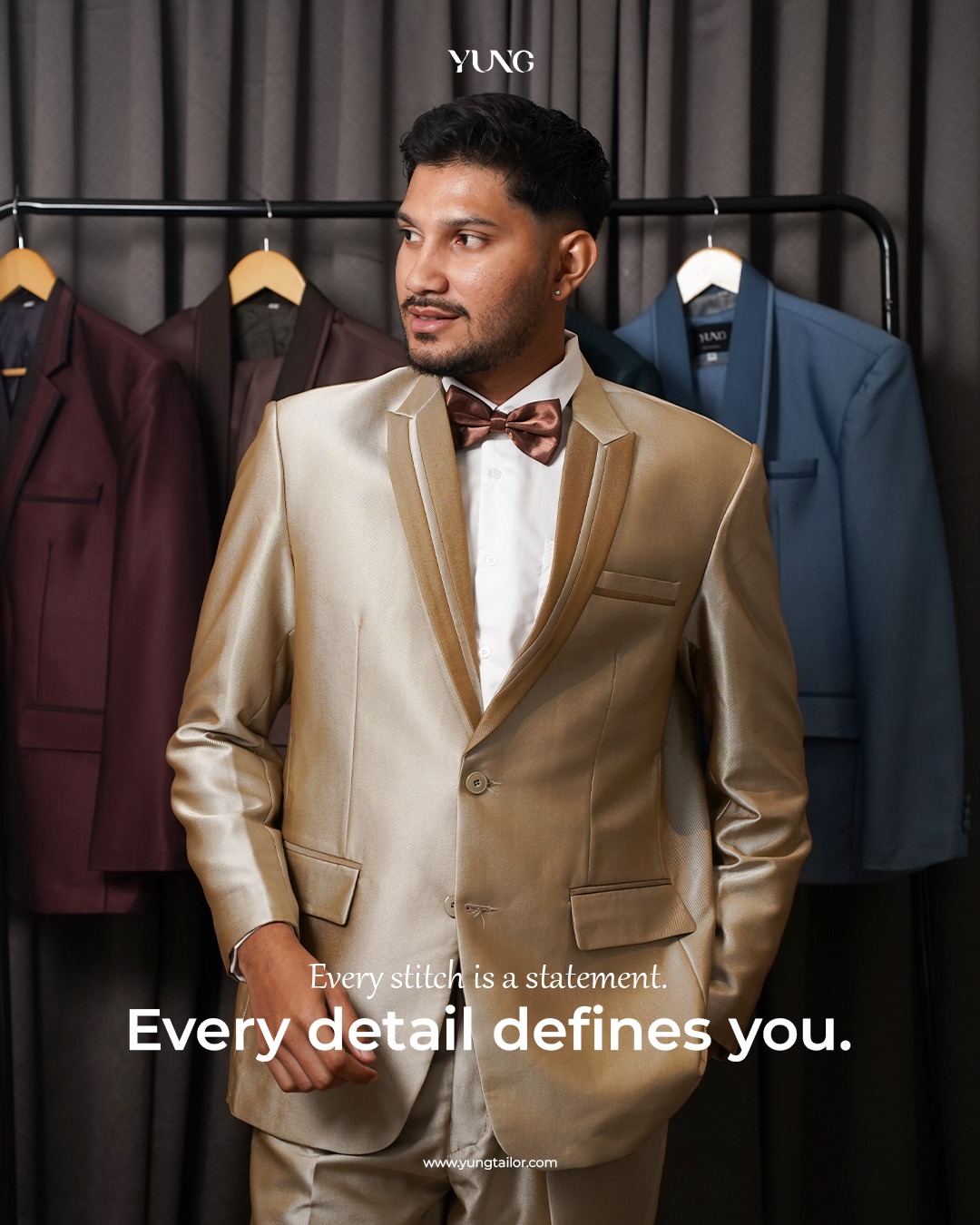 Jas Pria Pengantin Formal Setelan Semi Wool Glossy Blazer Wedding- YUNG