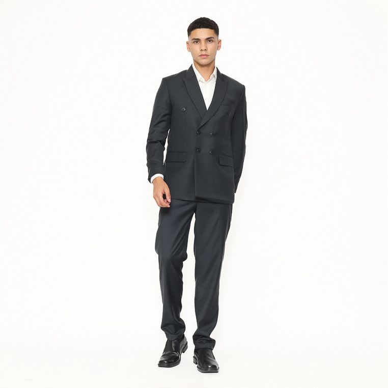 Setelan Jas Double Breasted Doff Polos Slim Fit Pria Formal & Casual - YUNG