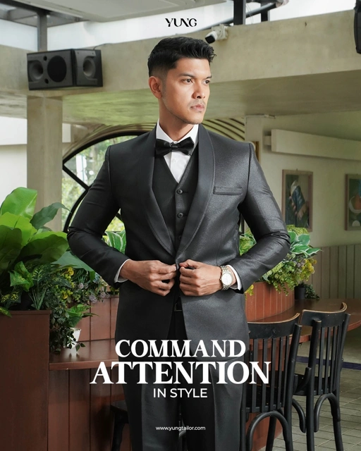 Image of Full Set Jas Pria Pengantin Formal Setelan Semi Wool Full Jas + Rompi + Dasi & Cover - YUNG