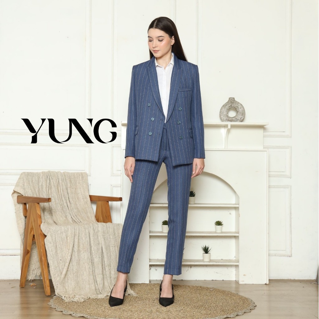 RUBY BASIC STRIPE BLAZER - Blazer One Set - Setelan Blazer Wanita Formal Casual - Women Suit