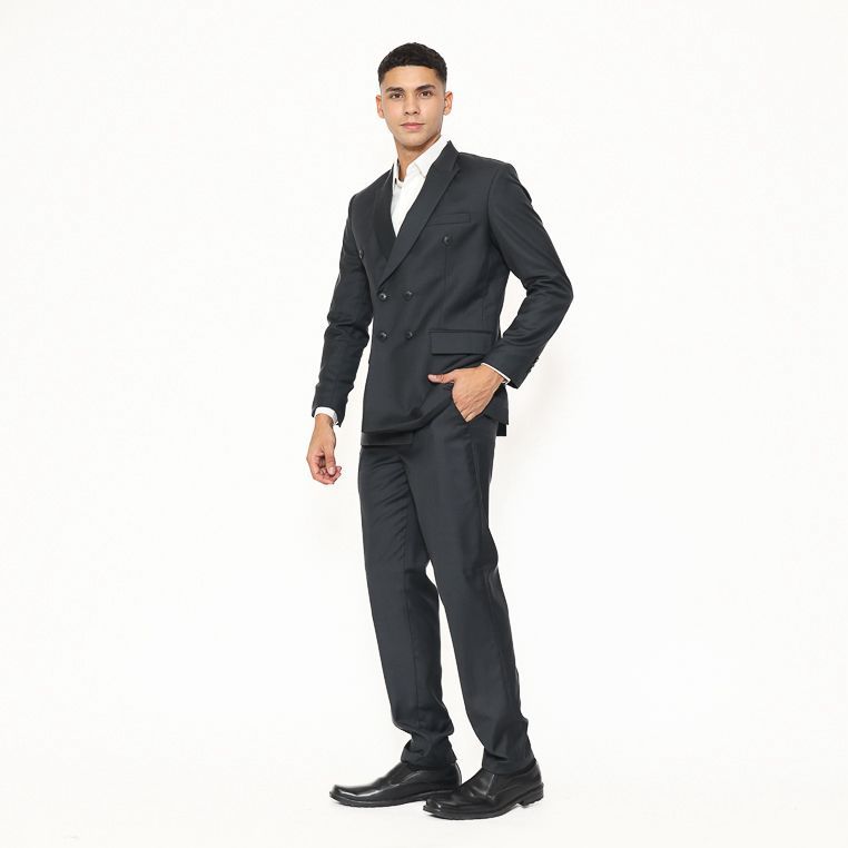Setelan Jas Double Breasted Doff Polos Slim Fit Pria Formal & Casual - YUNG