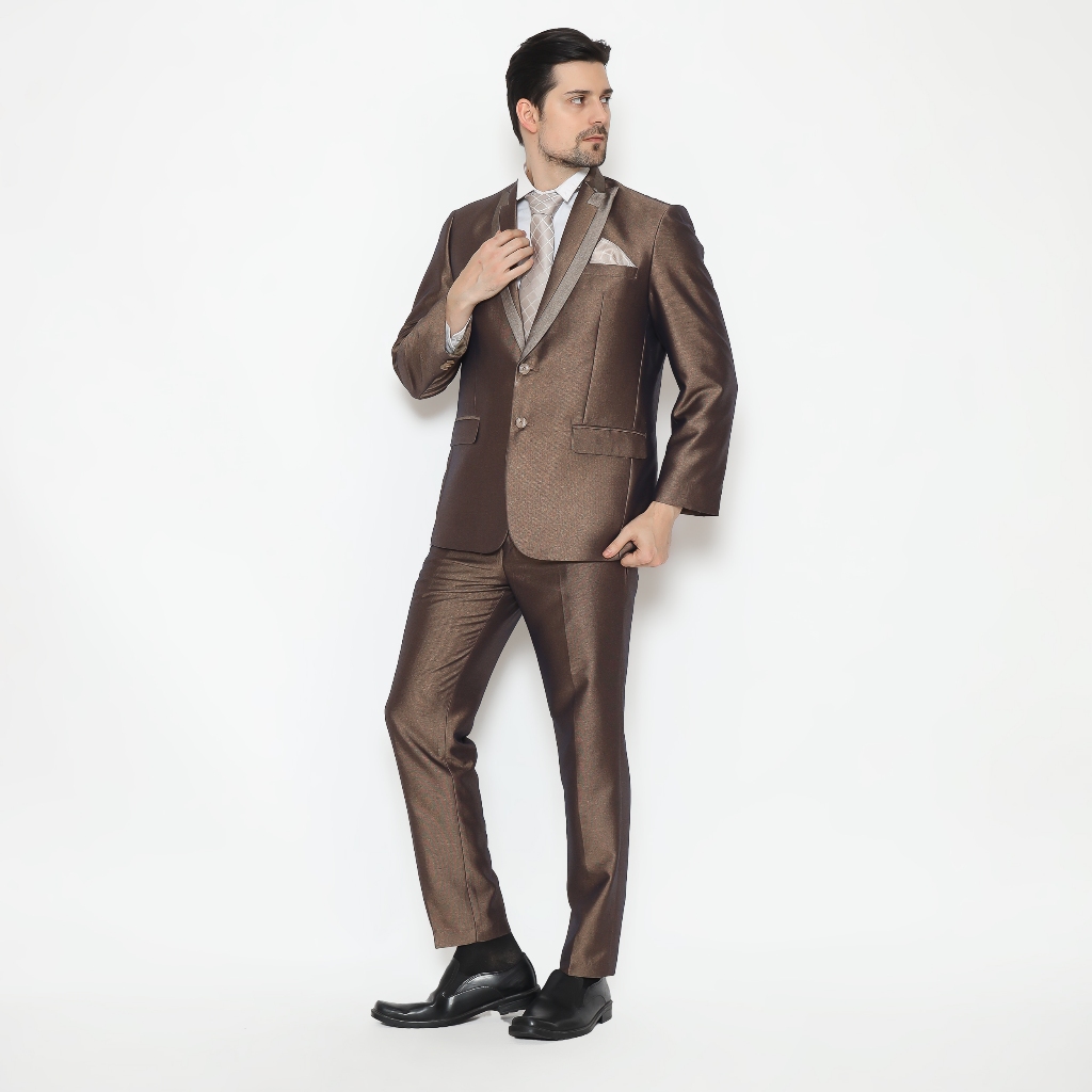 Setelan Jas Semi Wool Luxury Fold Jas Pengantin Formal Slimfit - YUNG