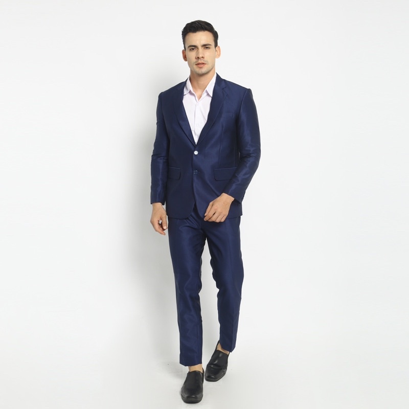 Jas Pria Pengantin Formal Setelan Polos Semi Wool - YUNG