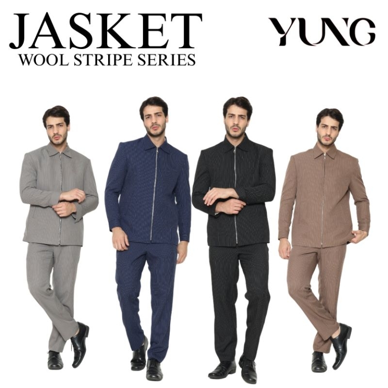 YUNG Setelan Jasket Wool Stripe