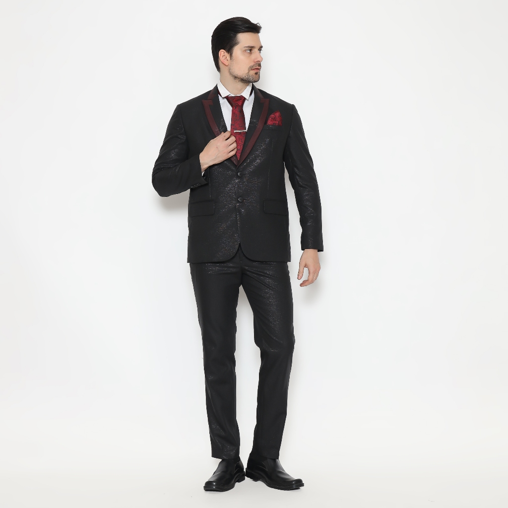 Setelan Jas Semi Wool Luxury Fold Jas Pengantin Formal Slimfit - YUNG