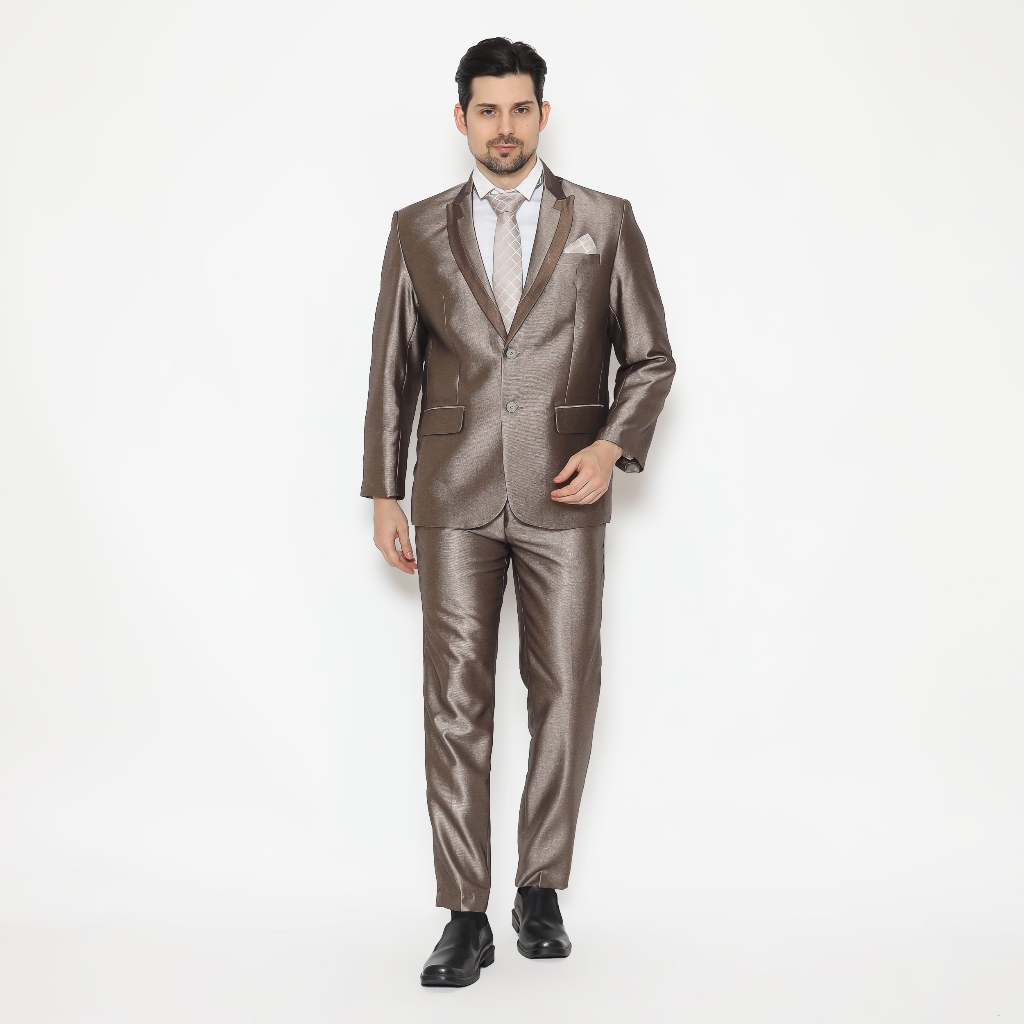 Setelan Jas Semi Wool Luxury Fold Jas Pengantin Formal Slimfit - YUNG