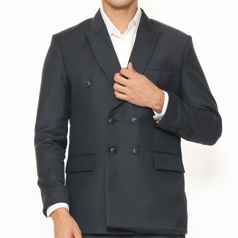 Setelan Jas Double Breasted Doff Polos Slim Fit Pria Formal & Casual - YUNG