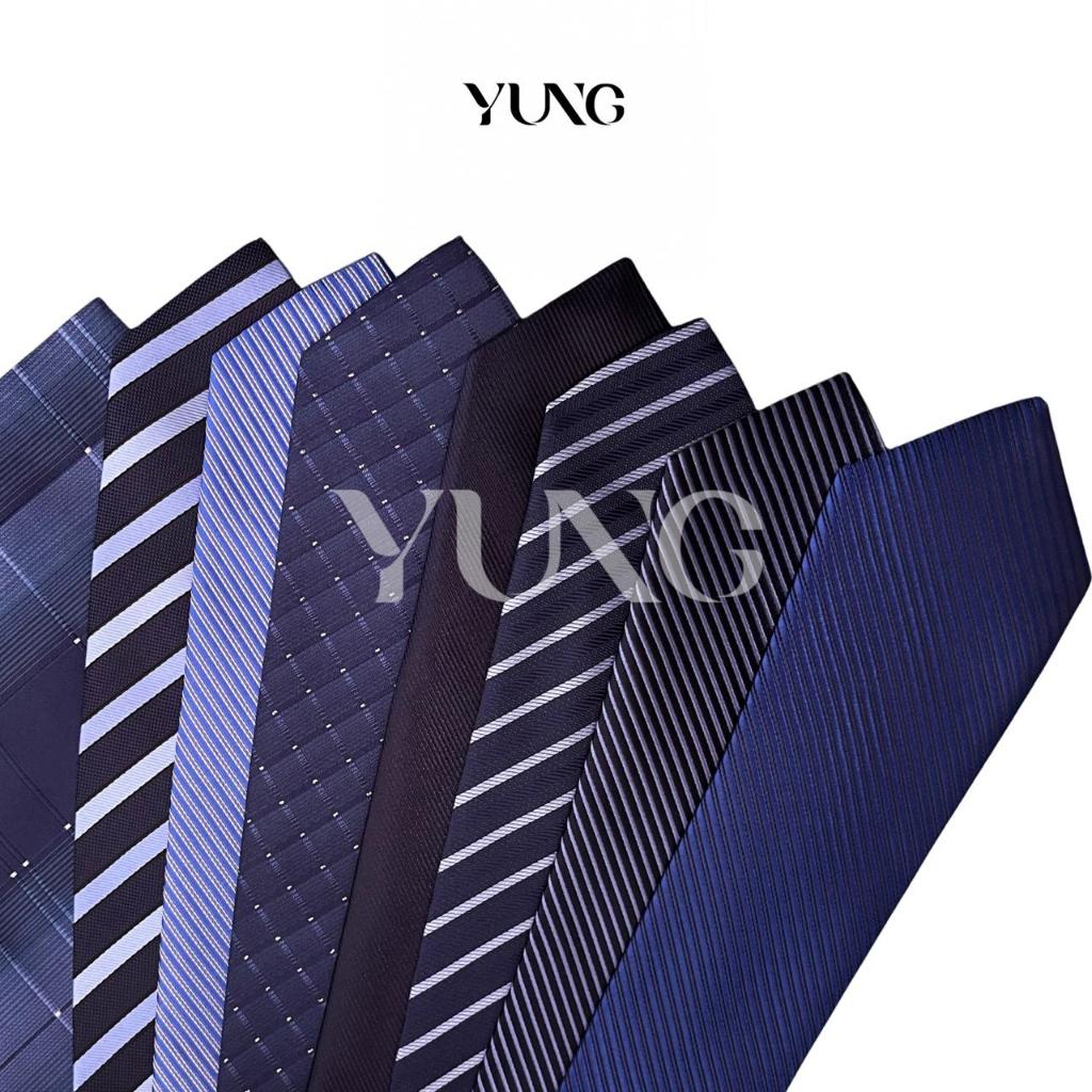YUNG Dasi Instan Wedding Dasi Resleting Motif Polos Garis-Garis - 8m x 48cm