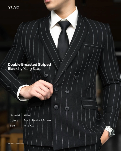 Image of YUNG Setelan Jas Double Breasted Stripe