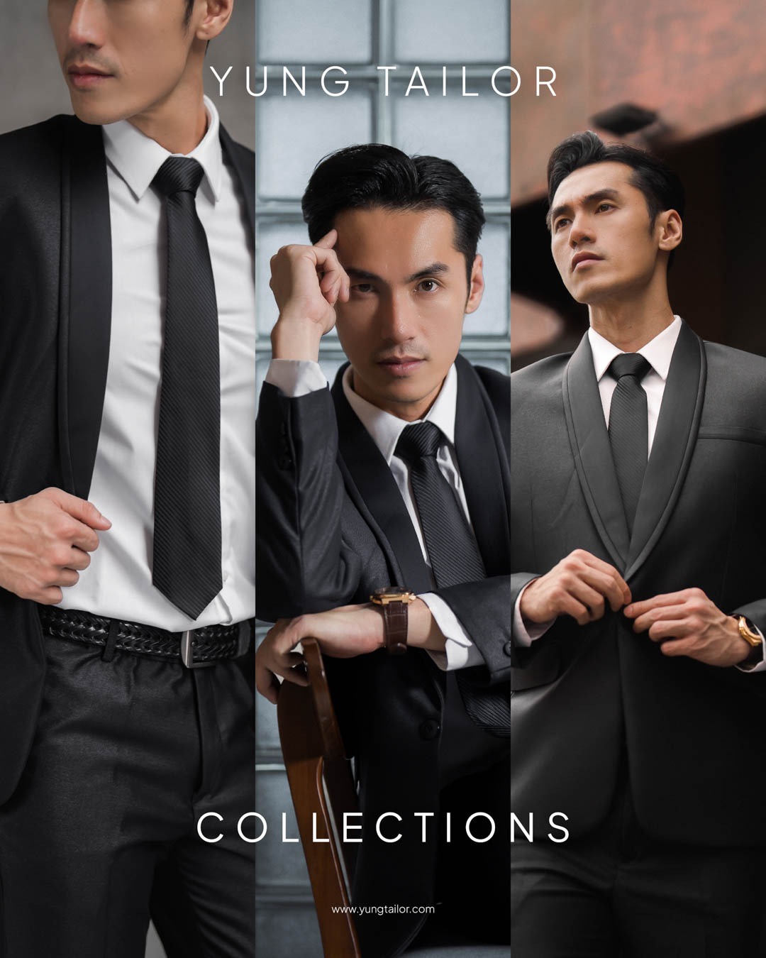 YUNG TAILOR - Jas Pria Pengantin Formal Setelan Tuxedo Semi Wool Glossy