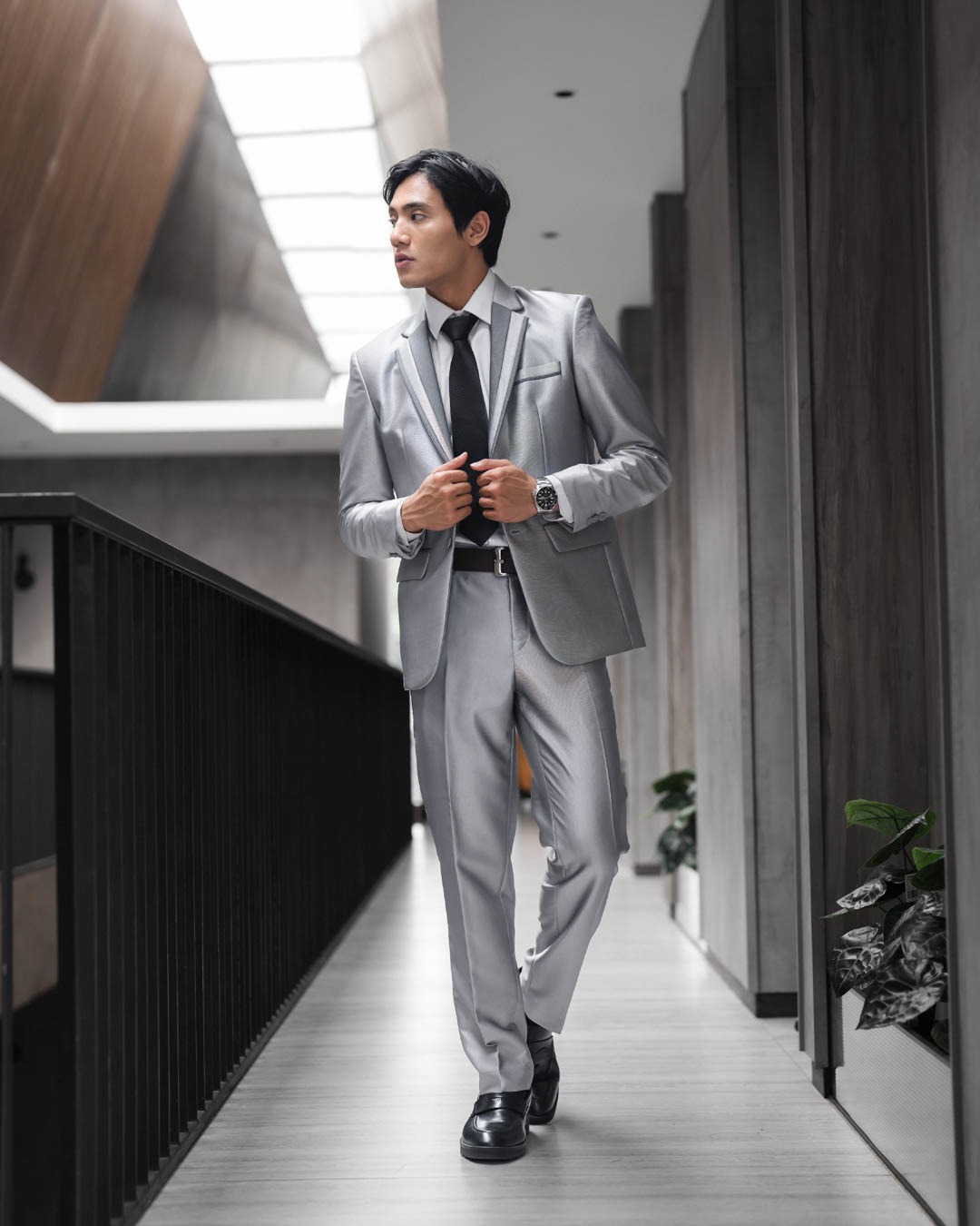 Jas Pria Pengantin Formal Setelan Semi Wool Glossy Blazer Wedding- YUNG