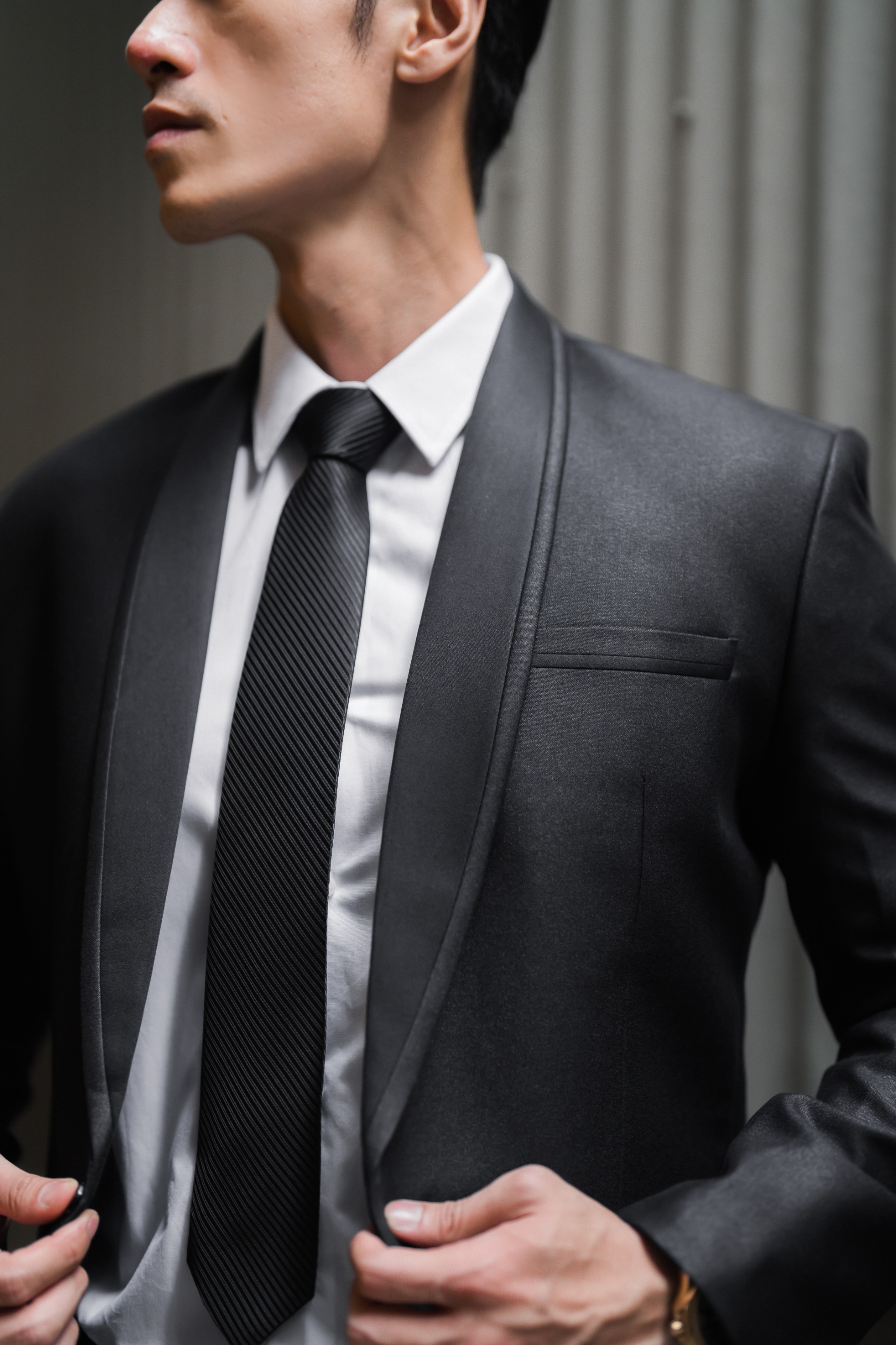 YUNG TAILOR - Jas Pria Pengantin Formal Setelan Tuxedo Semi Wool Glossy