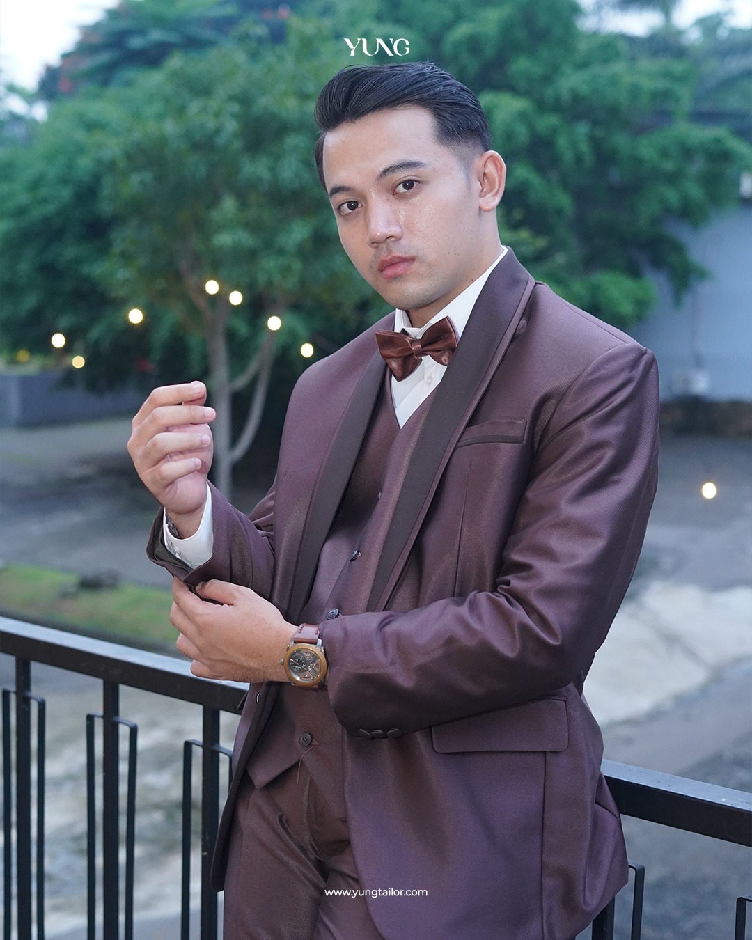 Full Set Jas Pria Pengantin Formal Setelan Semi Wool Full Jas + Rompi + Dasi & Cover - YUNG