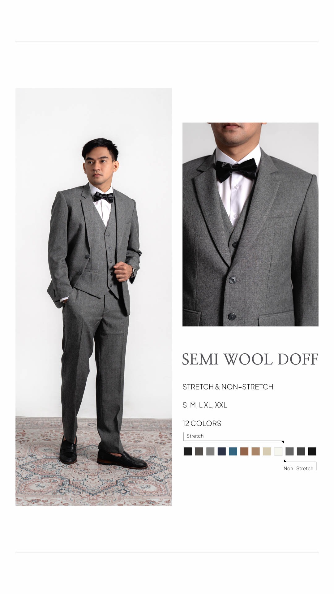 YUNG TAILOR - Jas Pria Pengantin Formal Setelan Semi Wool Doff Blazer
