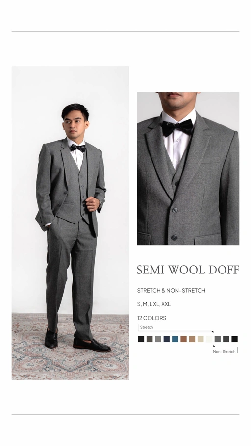 Image of YUNG TAILOR - Jas Pria Pengantin Formal Setelan Semi Wool Doff Blazer