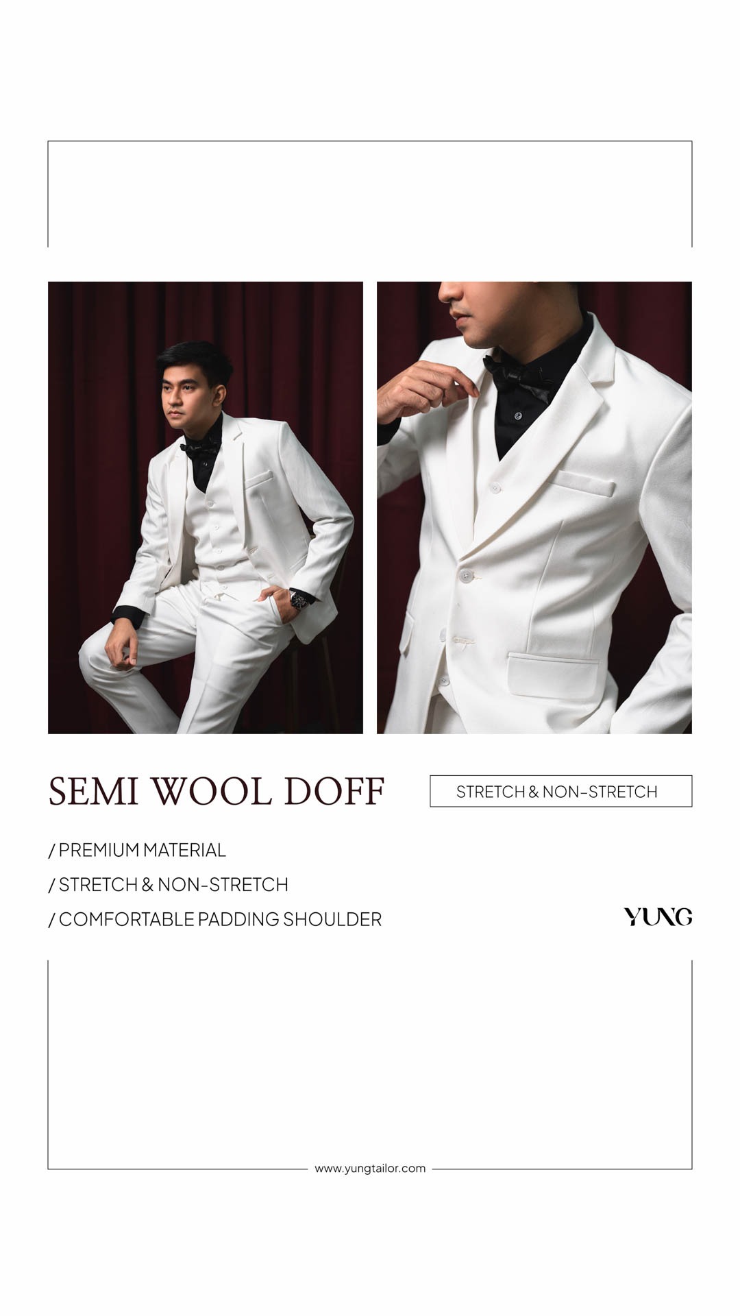 Full Set Jas Pria Semiwool Stretch Doff (Jas + Celana + Rompi + Dasi + Cover) - YUNG