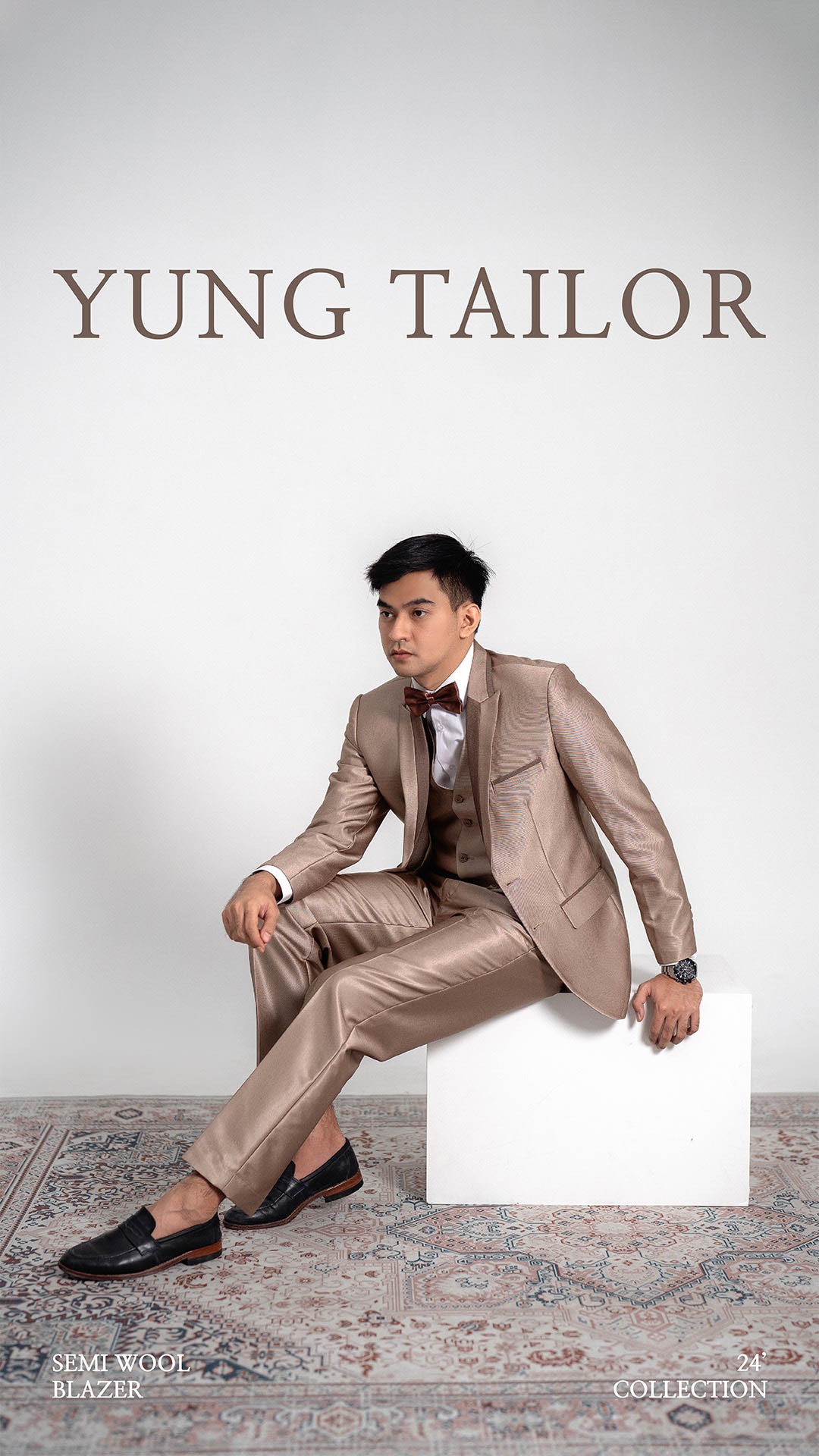 Setelan Jas Pria Pengantin Formal Semi Wool Glossy - YUNG