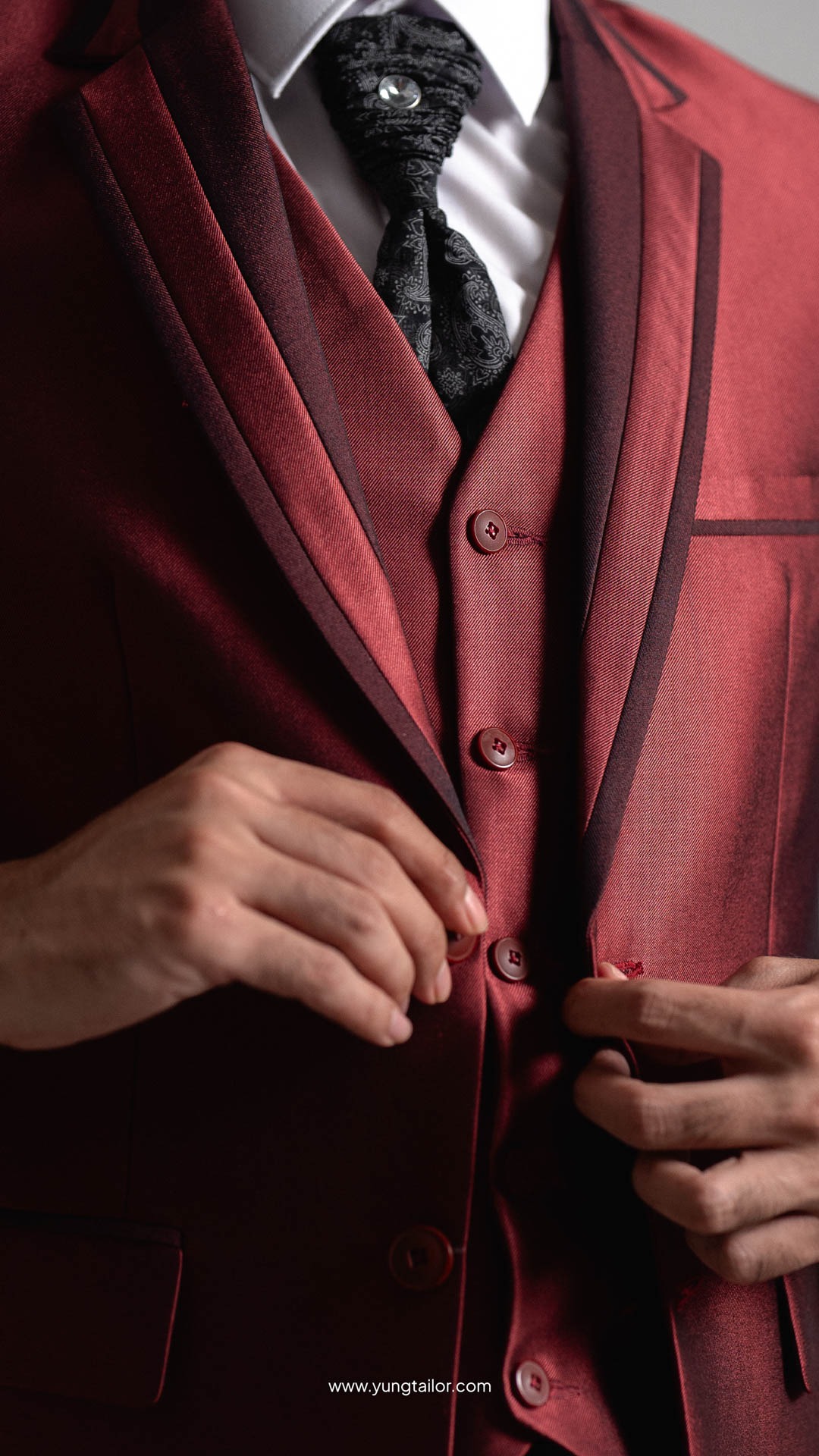 Setelan Jas Pria Pengantin Formal Semi Wool Glossy - YUNG