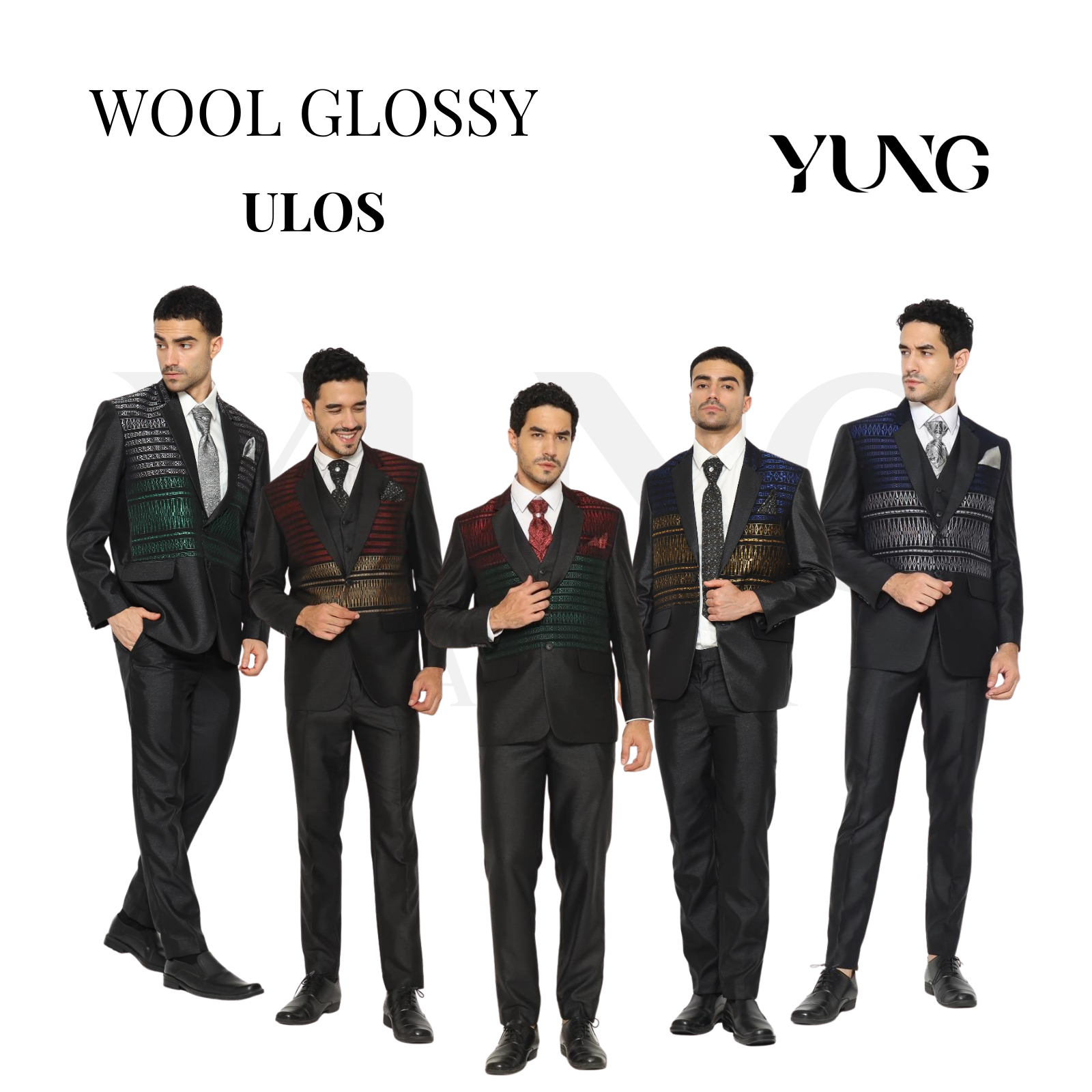 Jas Pria Pengantin Formal Setelan Ulos Semi Wool Glossy + Dasi & Cover - YUNG