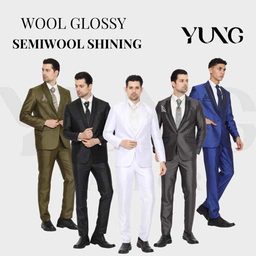 Image of Jas Pria Semi Wool Shining Setelan Jas Pengantin Pria Bahan Tebal - YUNG