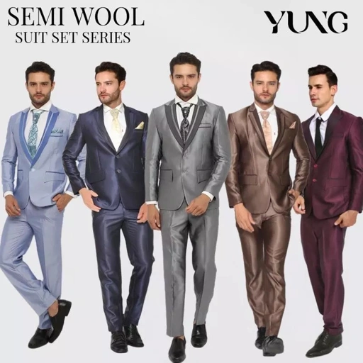 Image of YUNG TAILOR - Jas Pria Pengantin Formal Setelan Semi Wool Glossy
