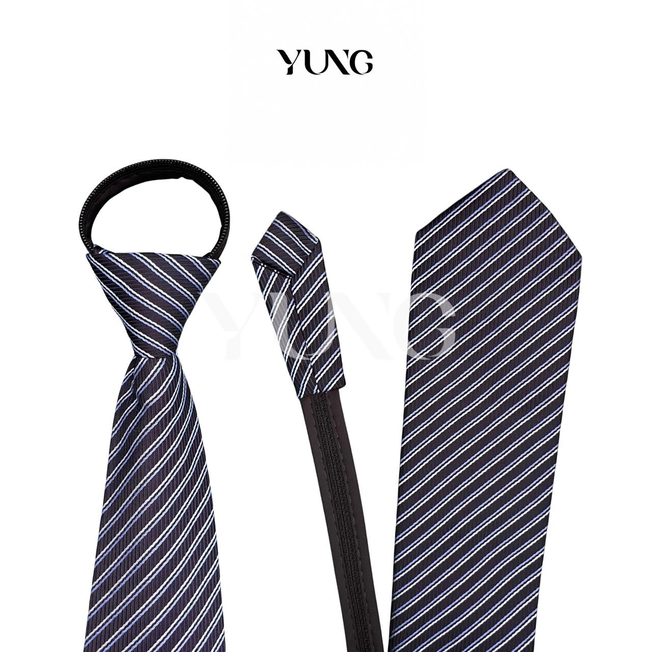 YUNG Dasi Instan Wedding Dasi Resleting Motif Polos Garis-Garis - 8m x 48cm