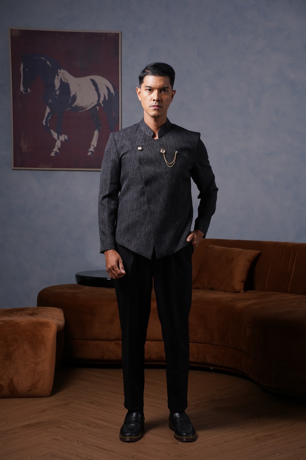 Beskap Shanghai Semiwool Motif Serat Strataraja - YUNG