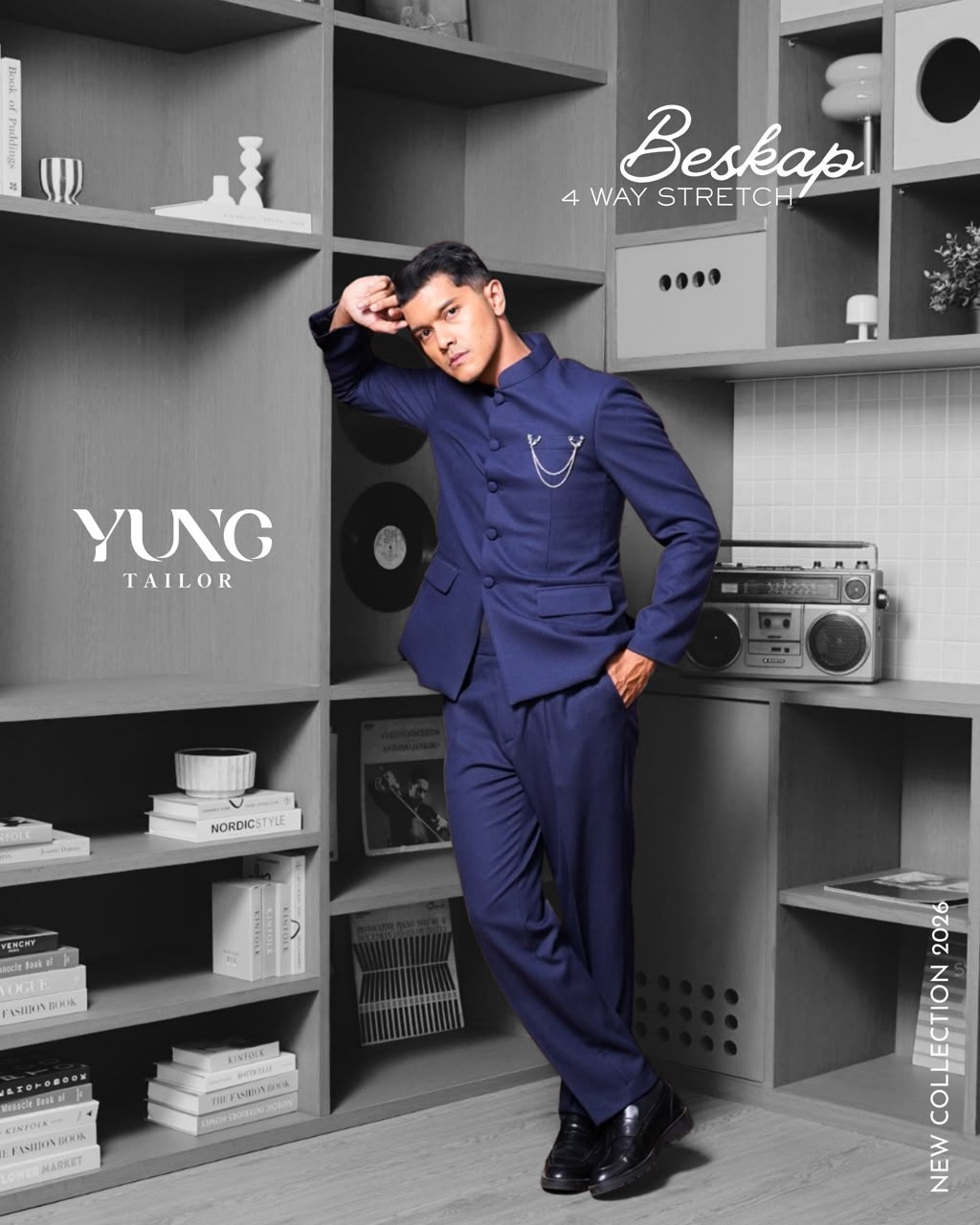 Setelan Beskap Shanghai Royale Semiwool 4 way stretch - YUNG
