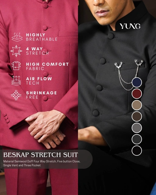 Setelan Beskap Shanghai Royale Semiwool 4 way stretch - YUNG